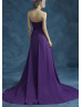 Strapless Purple Chiffon High Low Evening Dress